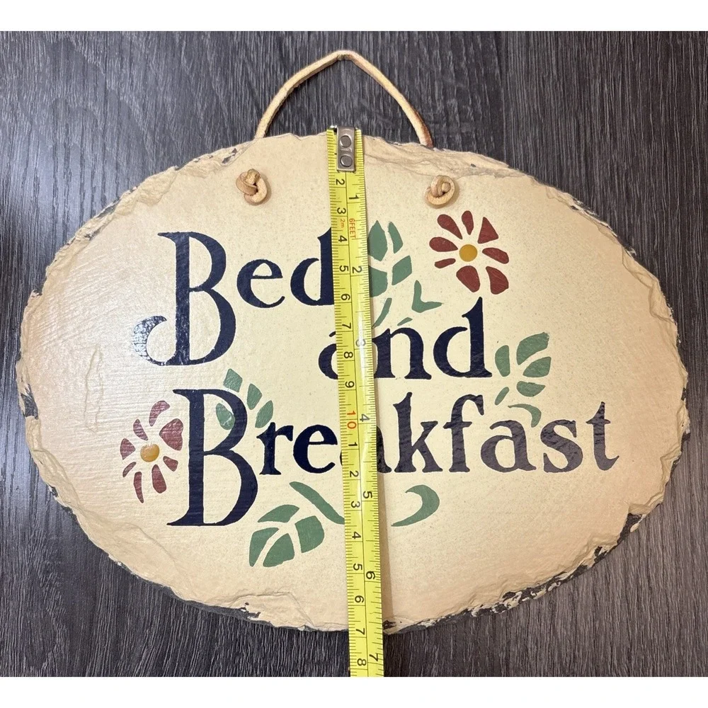 VTG Rustic BED & BREAKFAST Handcrafted Slate Stenciled Plaque by PLAIN JANE 9x7